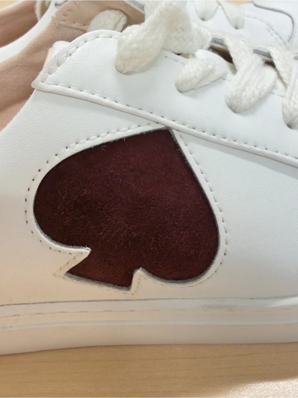 Kate Spade New York Fez White Leather Burgundy Sneakers Size 8.5